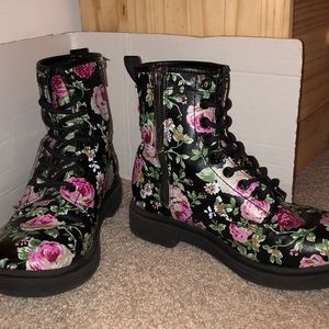 Floral Combat Boots